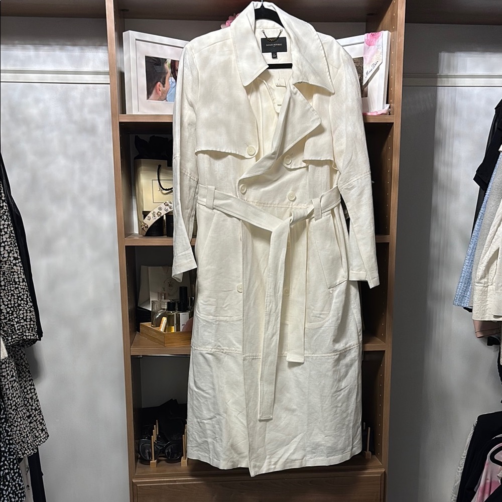 Elegant White Linen Trench Coat Dress NWT Banana Republic